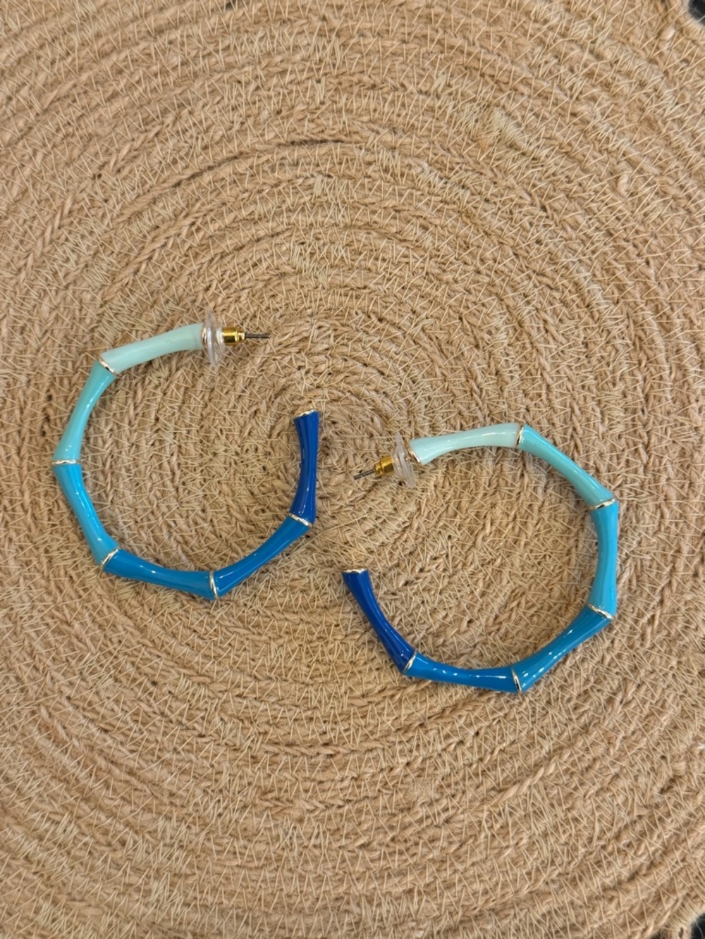 Blue Gradient Hoop Earrings - Women Jewelry Earrings
